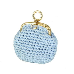 FENDI Baguette Coin Wallet Crochet Blue Multi Purpose Case Accessory